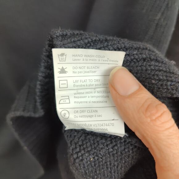 Vince Wool Cashmere Sweater Womens Small Black Gray Colorblock Turtleneck Preppy - Picture 8 of 9